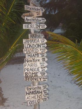 Belize signpost of distances to international cities – Best Places In The World To Retire – International Living